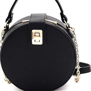 Vegan Leather Round Crossbody Purse